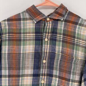 2/$18 SALE! Tommy Bahama Button Up Linen Shirt Mens Plaid Small Preppy Old Money